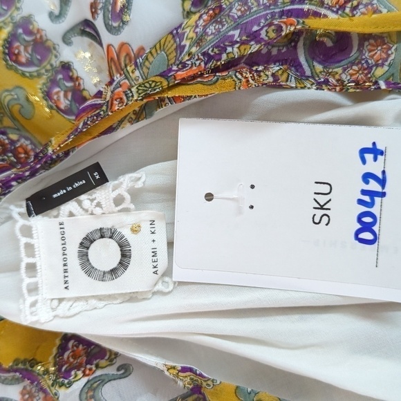 Anthropologie Akemi + Kin Paisley Maxi Dress Yellow Gold XS bohemian summer - Picture 6 of 7